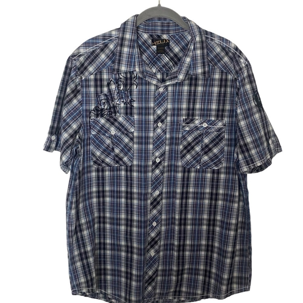 Helix Mens short sleeve button down shirt XL